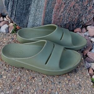 Oofos Women's Olive Green Slides